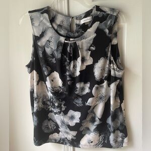 Calvin Klein Black and White Sleeveless Blouse